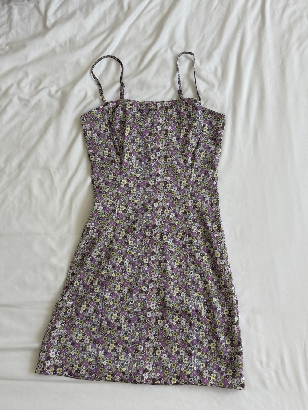 Sunday Best Lavender Floral Spaghetti Strap Mini Dress